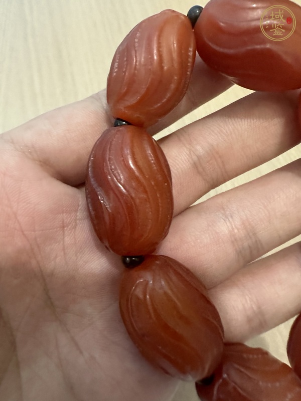 古玩玉器紅瑪瑙珠串真品鑒賞圖