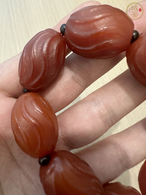 古玩玉器紅瑪瑙珠串真品鑒賞圖