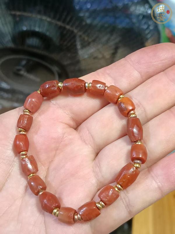 古玩玉器天然紅瑪瑙珠串真品鑒賞圖