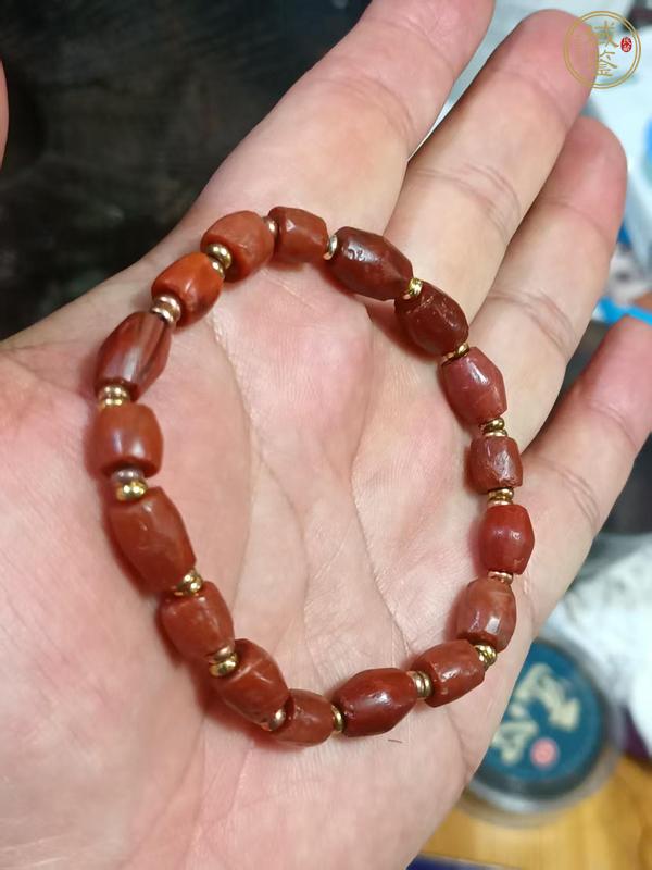 古玩玉器天然紅瑪瑙珠串真品鑒賞圖
