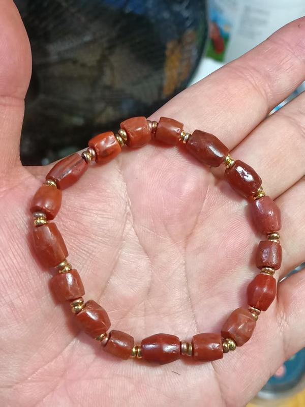 古玩玉器春秋戰(zhàn)國天然紅瑪瑙珠串拍賣，當(dāng)前價格1500元