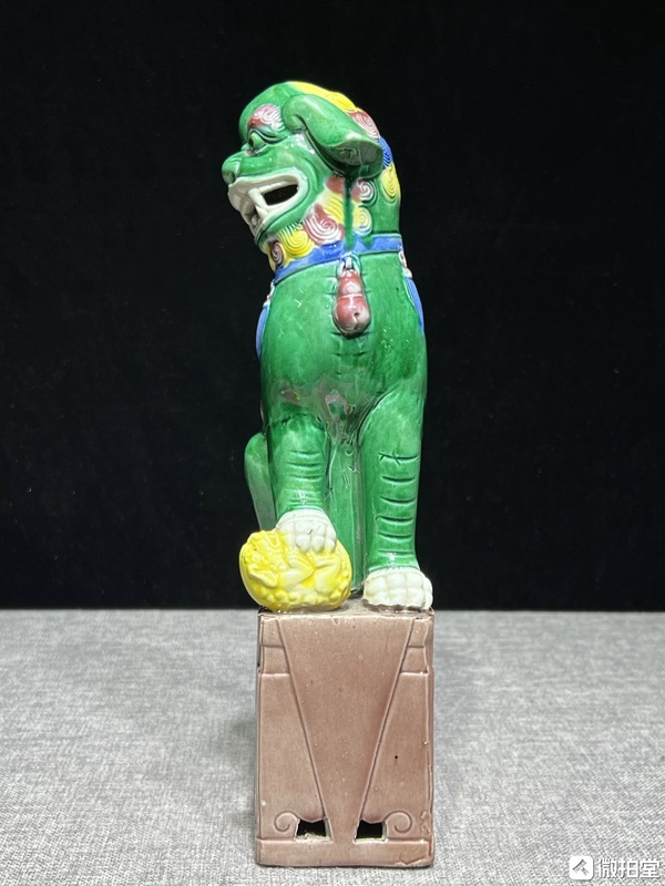 古玩陶瓷素三彩獅子瓷塑拍賣，當前價格920元