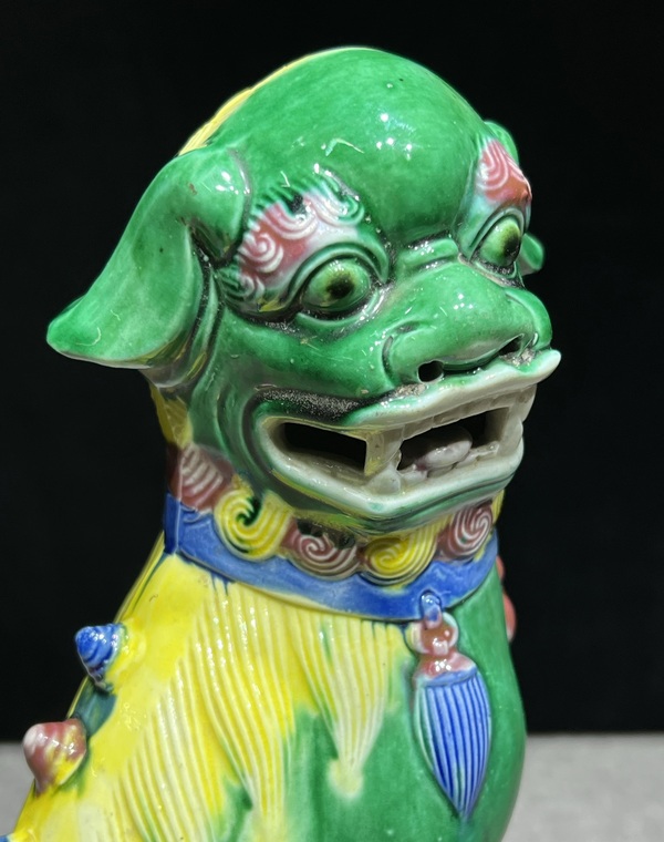 古玩陶瓷素三彩獅子瓷塑拍賣，當前價格920元