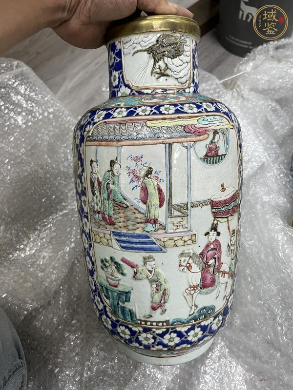 古玩陶瓷人物紋粉彩瓶真品鑒賞圖