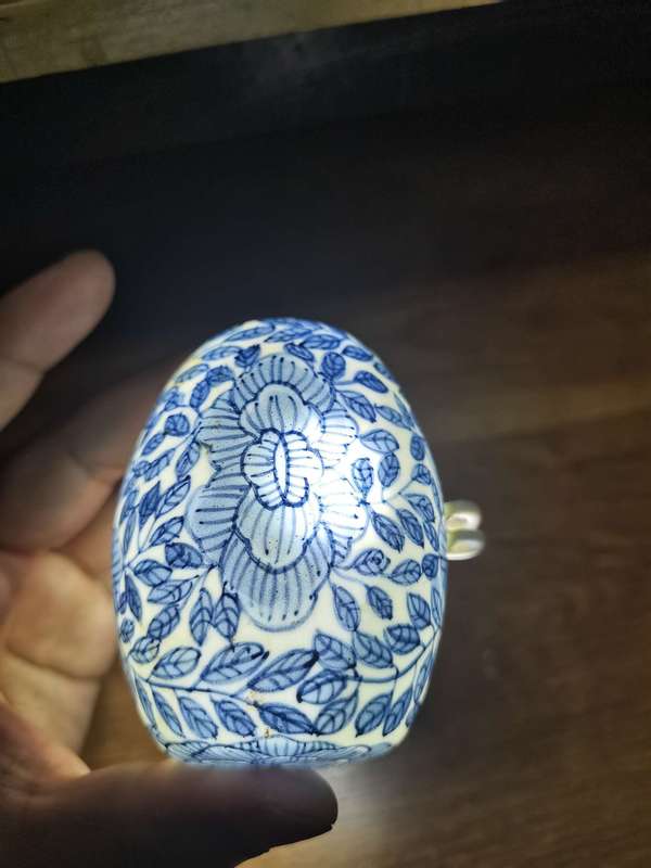 古玩陶瓷清代乾嘉時期花卉紋青花鳥食罐拍賣，當前價格1500元