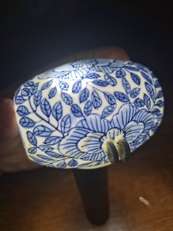古玩陶瓷清代乾嘉時期花卉紋青花鳥食罐拍賣，當前價格1500元
