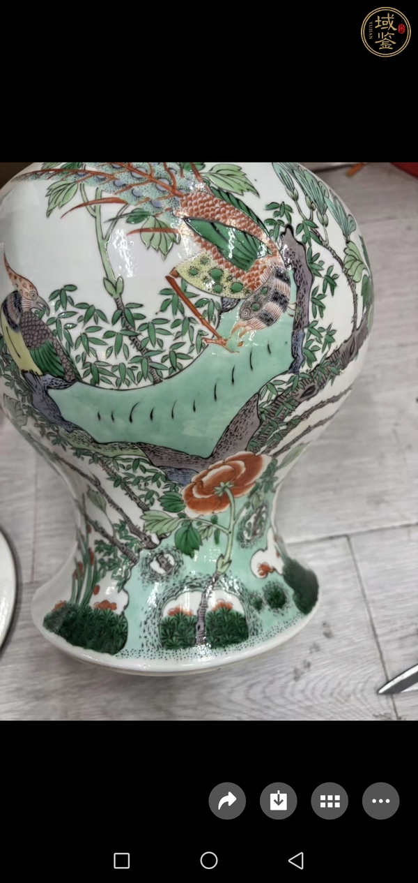 古玩陶瓷五彩雉雞牡丹圖蓋罐真品鑒賞圖
