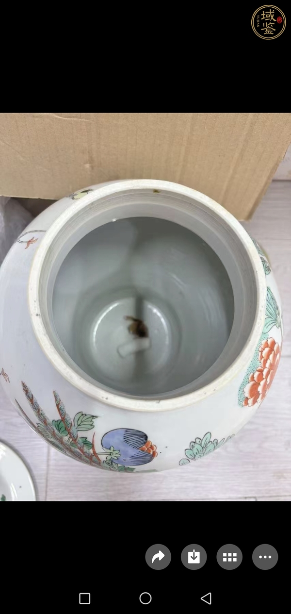 古玩陶瓷五彩雉雞牡丹圖蓋罐真品鑒賞圖