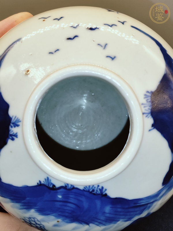 古玩陶瓷晚清青花通景山水罐真品鑒賞圖