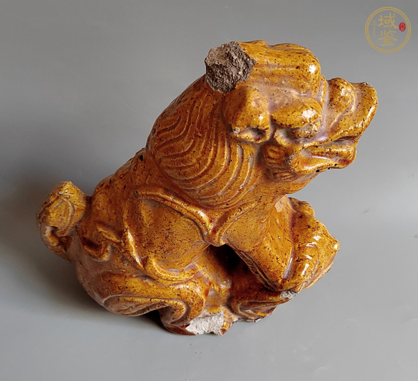 古玩陶瓷黃釉屋脊獸真品鑒賞圖
