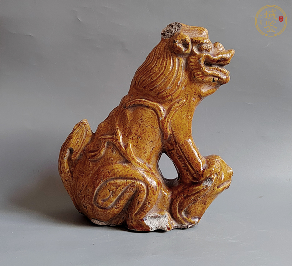 古玩陶瓷黃釉屋脊獸真品鑒賞圖