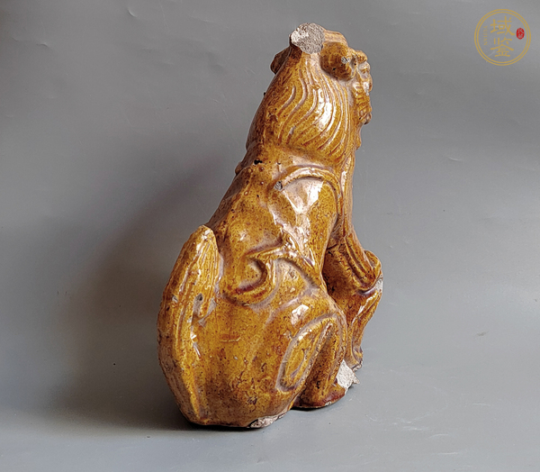 古玩陶瓷黃釉屋脊獸真品鑒賞圖