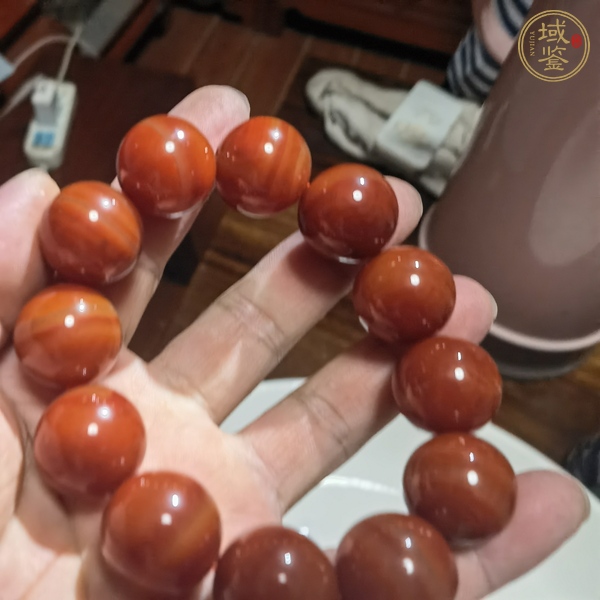 古玩玉器紅瑪瑙珠串真品鑒賞圖