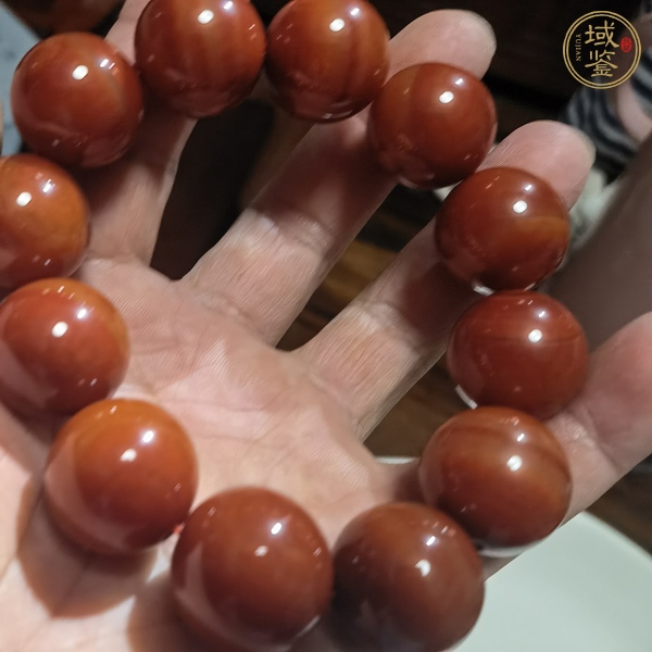 古玩玉器紅瑪瑙珠串真品鑒賞圖
