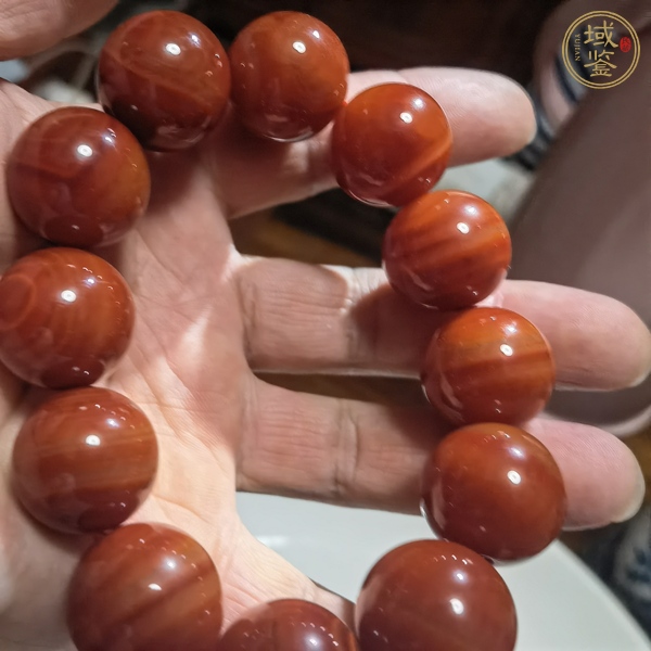 古玩玉器紅瑪瑙珠串真品鑒賞圖