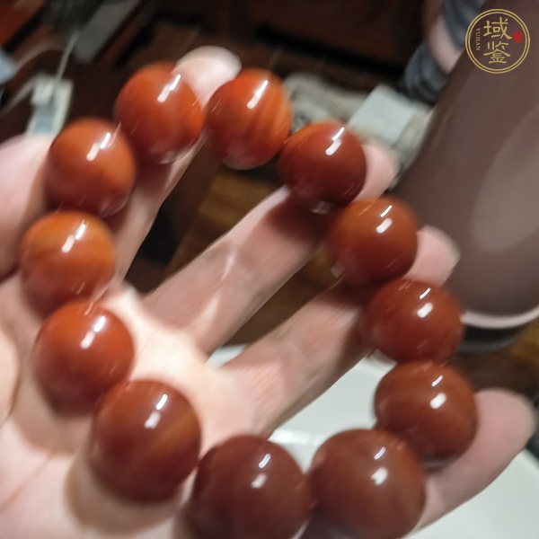 古玩玉器紅瑪瑙珠串真品鑒賞圖