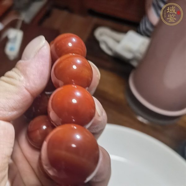 古玩玉器紅瑪瑙珠串真品鑒賞圖