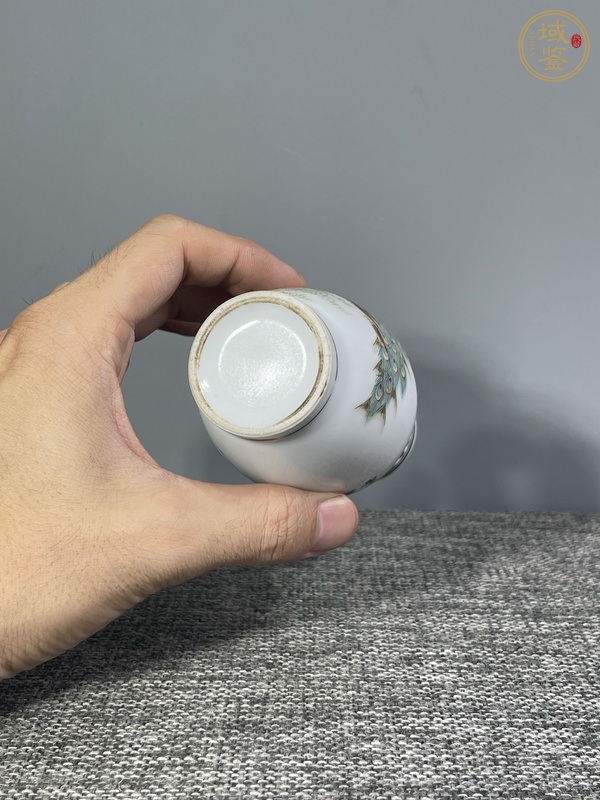 古玩陶瓷粉彩孔雀花卉紋盤口瓶真品鑒賞圖