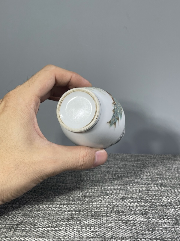 古玩陶瓷民國(guó)至創(chuàng)匯.粉彩孔雀花卉紋盤口瓶拍賣，當(dāng)前價(jià)格199元