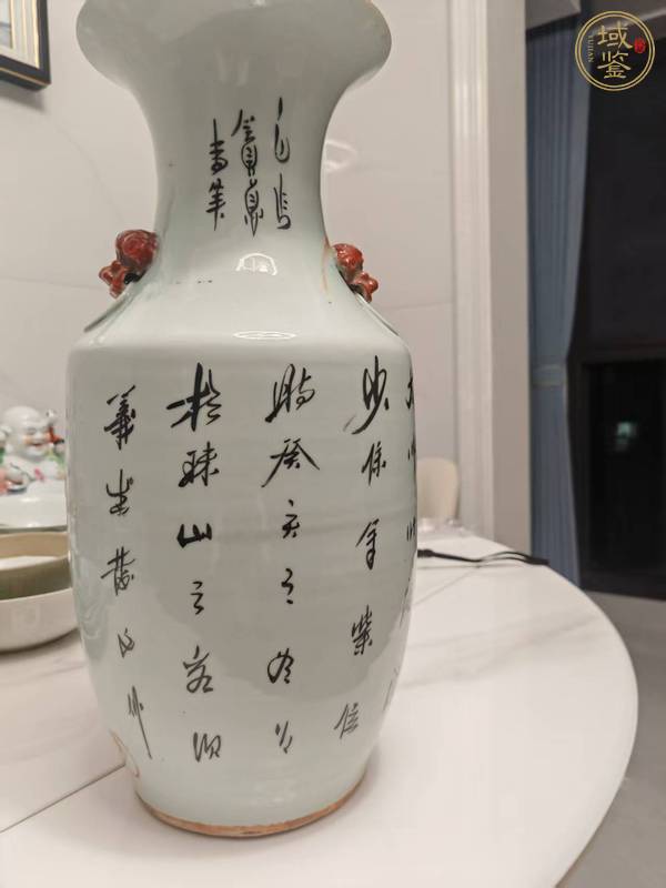 古玩陶瓷油紅彩太師少保圖撇口瓶真品鑒賞圖