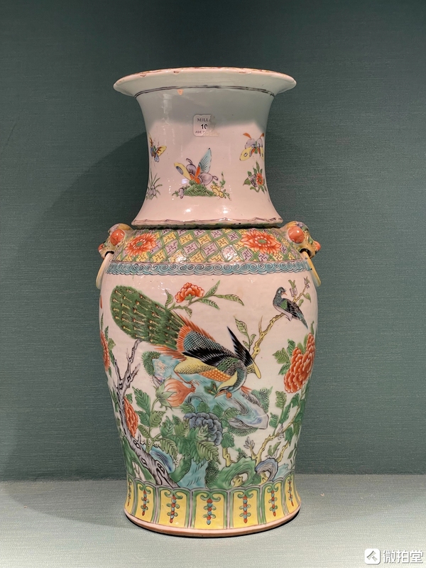 古玩陶瓷廣彩花鳥雙耳瓶拍賣，當前價格5500元