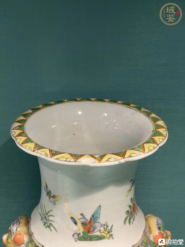 古玩陶瓷廣彩花鳥雙耳瓶真品鑒賞圖