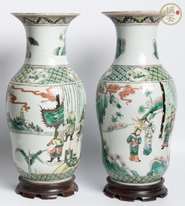 古玩陶瓷五彩人物紋瓶一對(duì)真品鑒賞圖