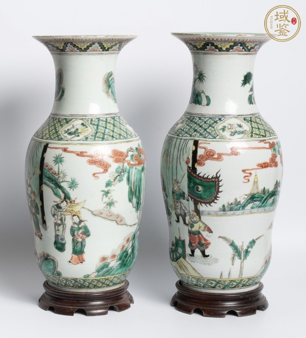 古玩陶瓷五彩人物紋瓶一對(duì)真品鑒賞圖