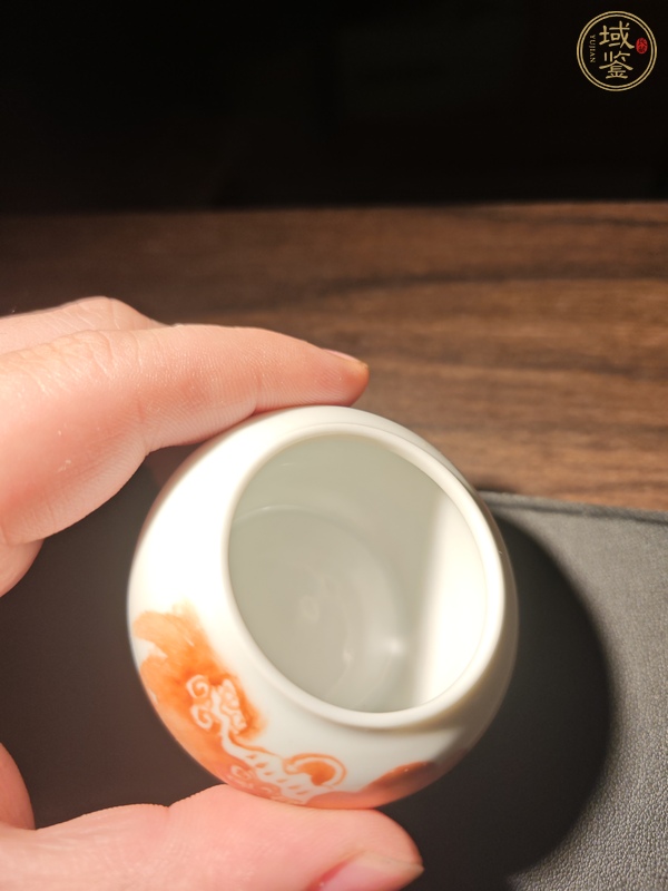 古玩陶瓷清晚期獅子繡球紋水盂真品鑒賞圖