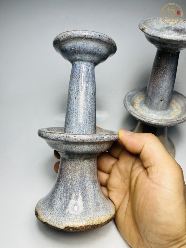 古玩陶瓷窯變釉燈臺真品鑒賞圖