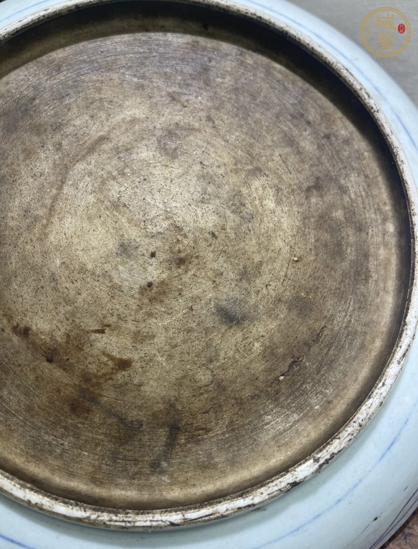 古玩陶瓷青花釉里紅飄帶繡球獅子紋盤真品鑒賞圖
