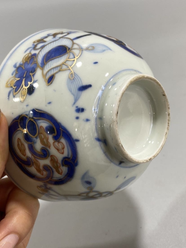 古玩陶瓷民國青花礬紅描金蓋碗茶盞拍賣，當前價格298元