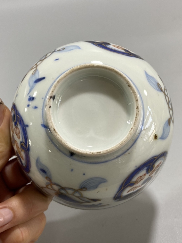 古玩陶瓷民國青花礬紅描金蓋碗茶盞拍賣，當前價格298元