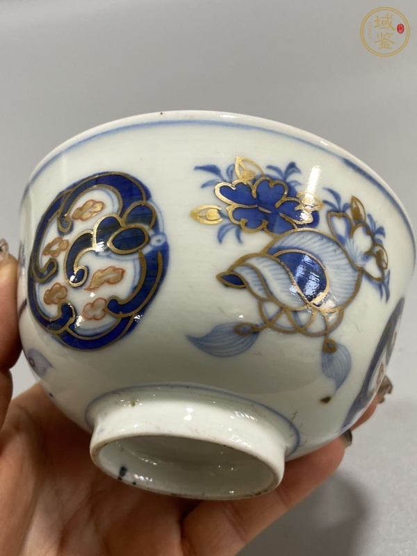 古玩陶瓷民國青花描金蓋碗真品鑒賞圖