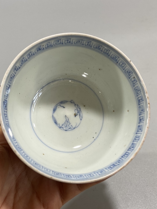 古玩陶瓷民國青花礬紅描金蓋碗茶盞拍賣,當前價格298元