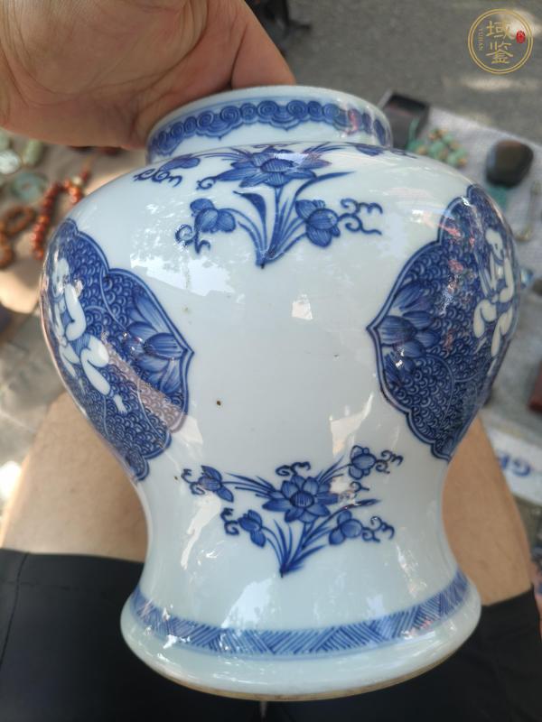 古玩陶瓷連生貴子圖青花將軍罐真品鑒賞圖