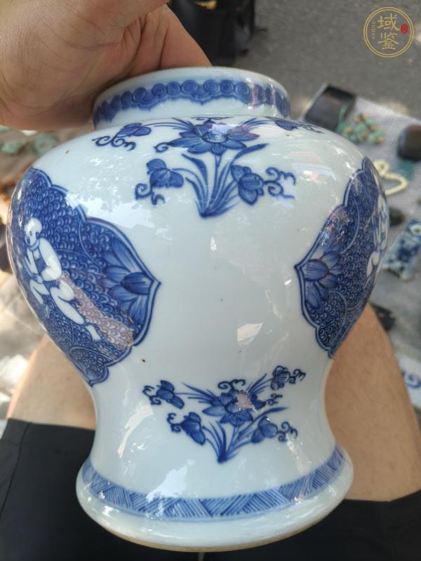 古玩陶瓷連生貴子圖青花將軍罐真品鑒賞圖