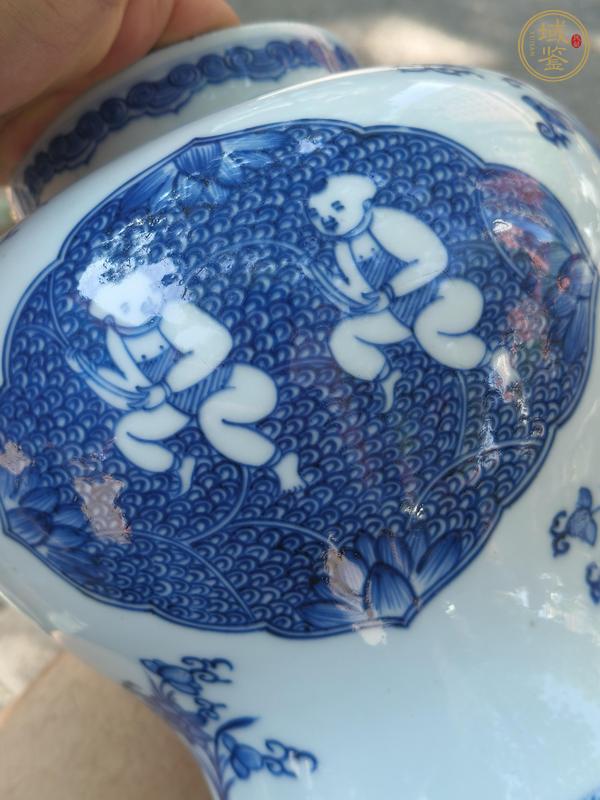 古玩陶瓷連生貴子圖青花將軍罐真品鑒賞圖
