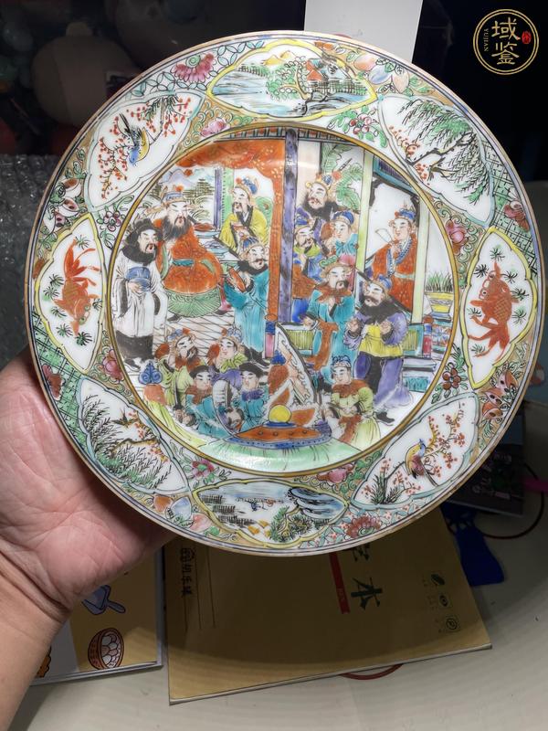 古玩陶瓷晚清廣彩盤真品鑒賞圖