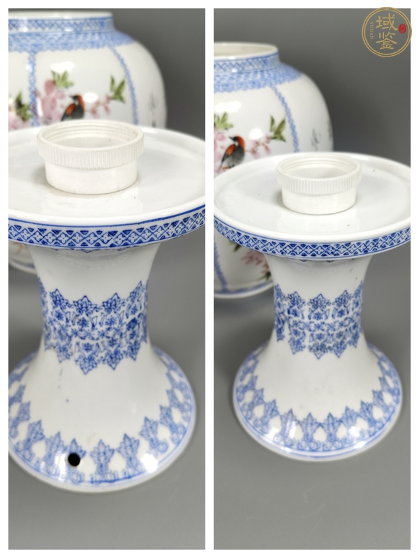 古玩陶瓷粉彩花鳥紋燈瓶真品鑒賞圖