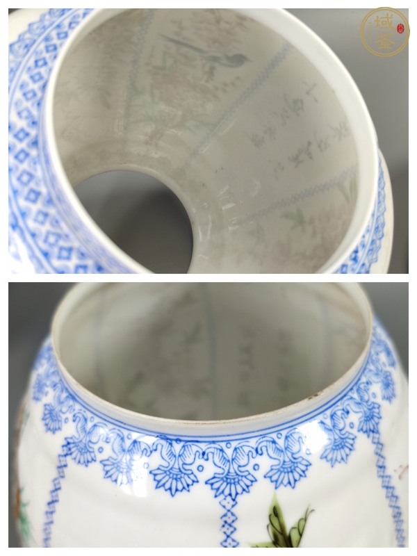 古玩陶瓷粉彩花鳥紋燈瓶真品鑒賞圖