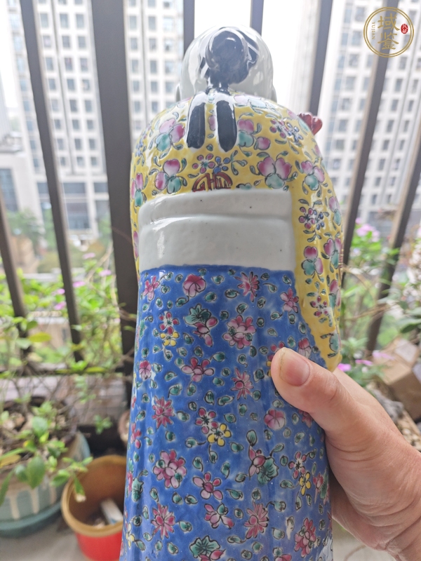 古玩陶瓷民國粉彩壽星造像真品鑒賞圖