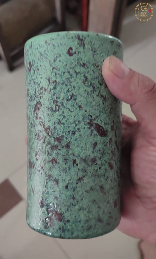 古玩陶瓷爐鈞釉筆筒真品鑒賞圖