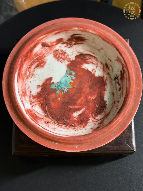 古玩陶瓷花卉紋印泥盒真品鑒賞圖
