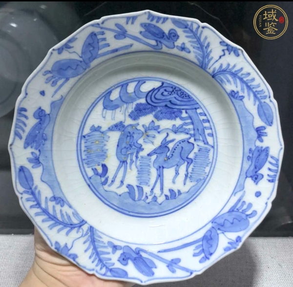 古玩陶瓷明萬歷青花鹿紋盤真品鑒賞圖