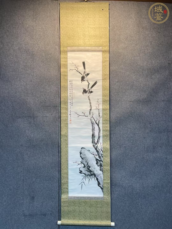 古玩字畫劉鸞翔梅竹雙鵲立軸真品鑒賞圖