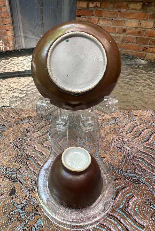 古玩陶瓷雍正外紫金釉內(nèi)粉彩過墻龍花口杯碟套拍賣，當(dāng)前價(jià)格7888元