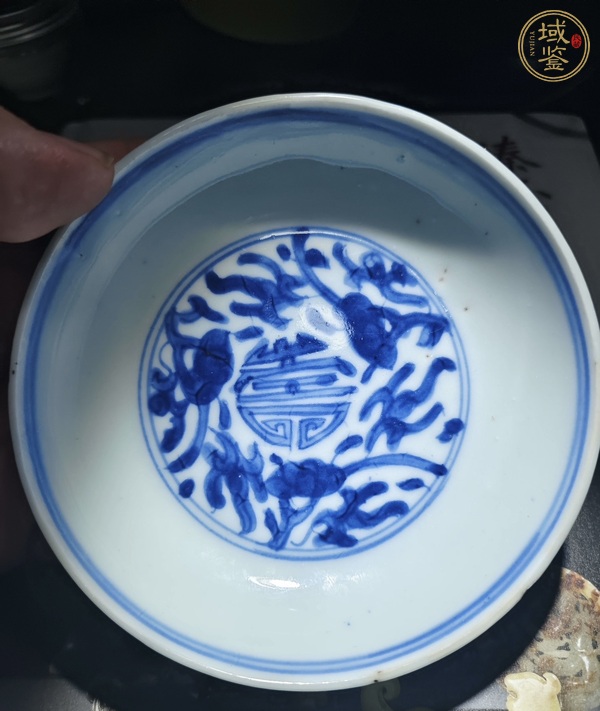 古玩陶瓷青花花間壽字紋盤真品鑒賞圖