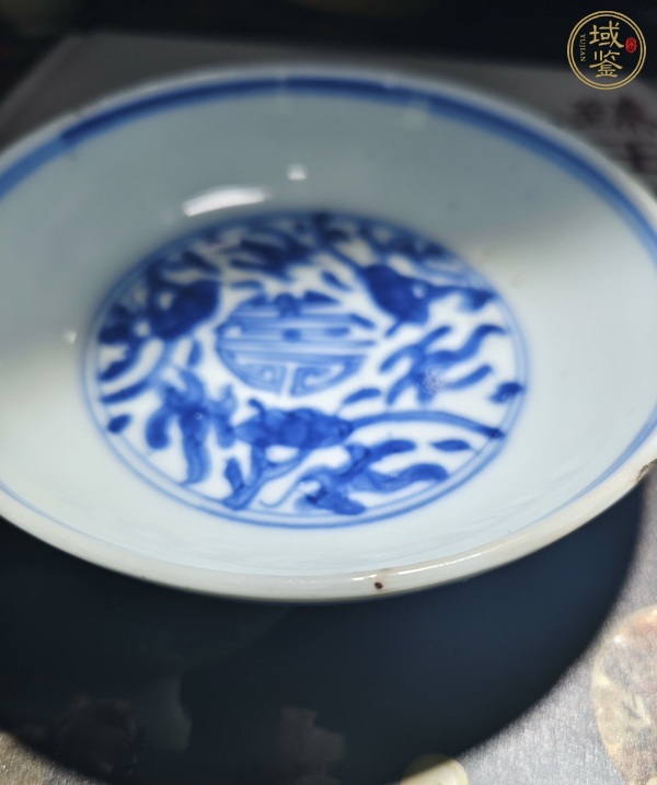 古玩陶瓷青花花間壽字紋盤真品鑒賞圖