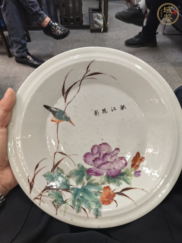 古玩陶瓷花鳥紋粉彩盤真品鑒賞圖
